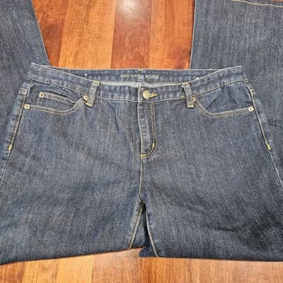 Michael Kors Women's Blue Jeans Size 10 Wide Leg RN 111818 Stretch - Thumbnail 11