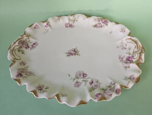 Haviland & Co Platter France Pink Roses 11" x 9" Excellent Condition - Thumbnail 2