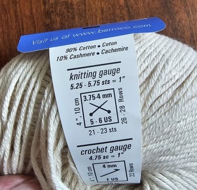 Yarn Berroco Corsica Creme Col 3602 90% Cotton 10% Cashmere 1.75oz, 150ydUS 5-6 - Thumbnail 4