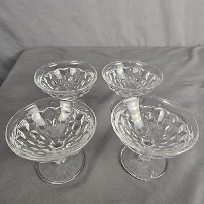 Fostoria American Clear Cube 3” Tall Sherbets Wide Diameter 4.25" Lot of 4 - Thumbnail 2