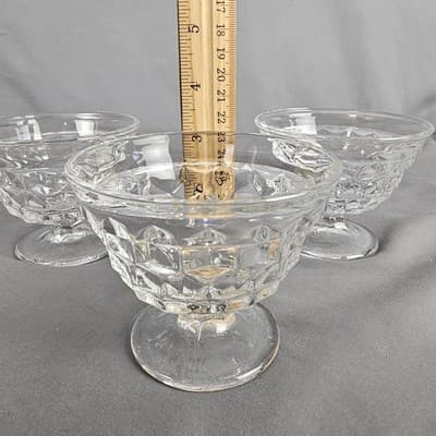 Fostoria American Clear Low Sherbet (set of 3 ) - Vintage Elegant Glassware Cube - Thumbnail 6