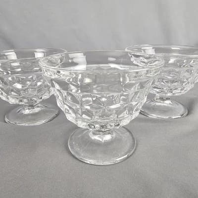 Fostoria American Clear Low Sherbet (set of 3 ) - Vintage Elegant Glassware Cube - Thumbnail 2