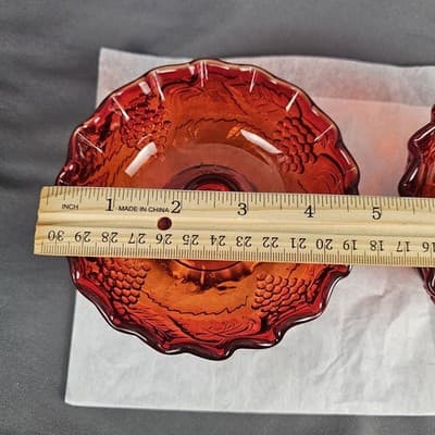 Amberina Red Harvest Grape Tapered Candle Dishes (Set of 2) 4.75 Dia. - Thumbnail 8