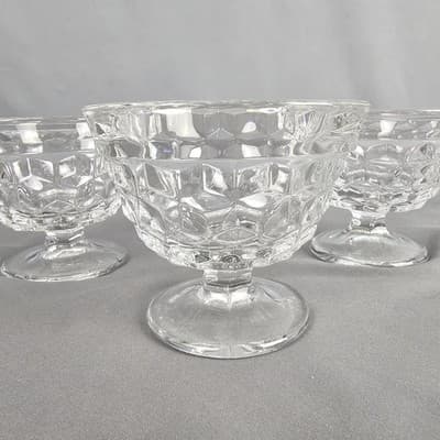 Fostoria American Clear Low Sherbet (set of 3 ) - Vintage Elegant Glassware Cube - Thumbnail 4