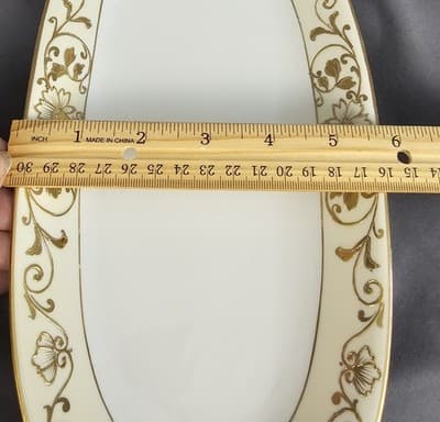 Noritake 1746 Hand Painted Gold PASTRY / HORS D'OEUVRE SERVING TRAY 5.75 x 12.5 - Thumbnail 7
