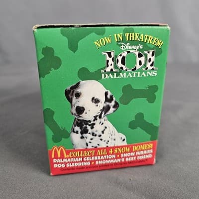 1996 Disney's 101 Dalmatians Snow Dome McDonalds Toy Dog Sledding Globe in Box - Thumbnail 3