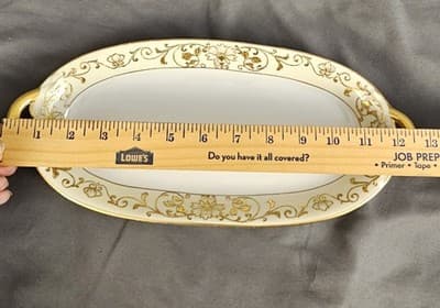 Noritake 1746 Hand Painted Gold PASTRY / HORS D'OEUVRE SERVING TRAY 5.75 x 12.5 - Thumbnail 8