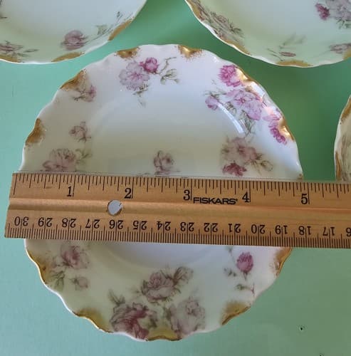 Haviland Limoges Bowls Berry Sauce 5 pc Dishes Roses Schleiger Gold France Fruit - Thumbnail 6