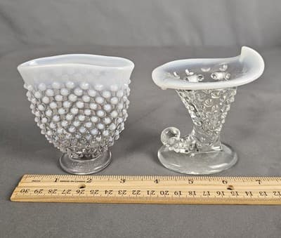 Fenton French Opalescent Hobnail Pattern 2 Small Vases - Thumbnail 6