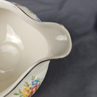Homer Laughlin Eggshell Georgian Gravy Boat with Plate Vintage USA - Thumbnail 9