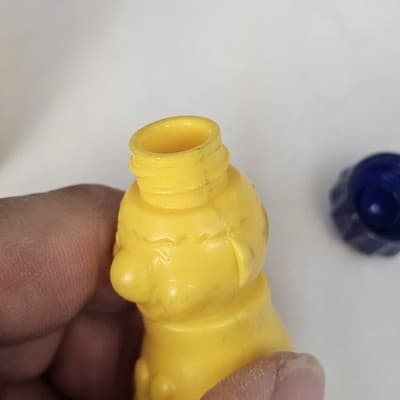 VTG MCM Dr Office Children Vitamin Sample Yellow Plastic Clown Bottle Apothecary - Thumbnail 9