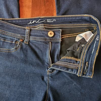 INC Denim Skinny Leg Regular Fit Women Size 6P Stretch Low Rise Dark Wash Jeans - Thumbnail 9