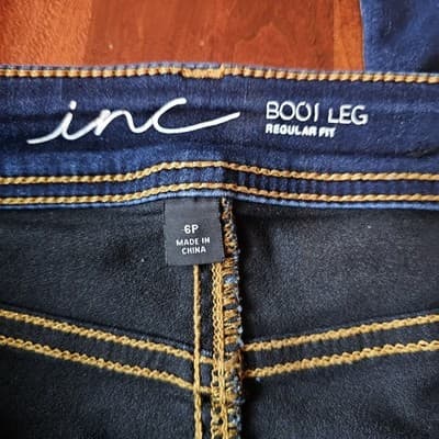 INC Denim Skinny Leg Regular Fit Women Size 6P Stretch Low Rise Dark Wash Jeans - Thumbnail 10