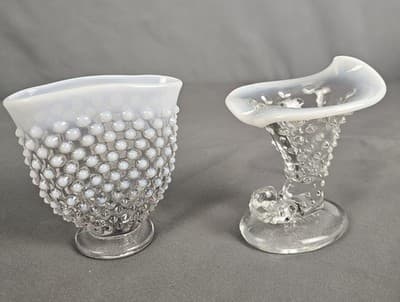 Fenton French Opalescent Hobnail Pattern 2 Small Vases - Thumbnail 4