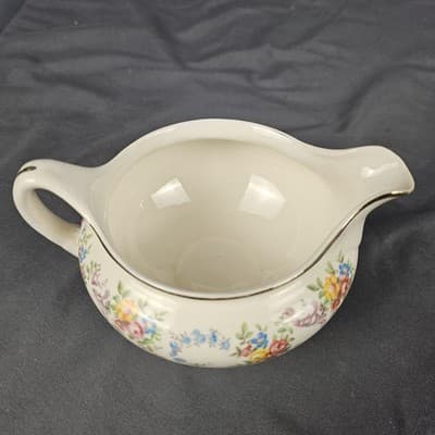 Homer Laughlin Eggshell Georgian Gravy Boat with Plate Vintage USA - Thumbnail 8