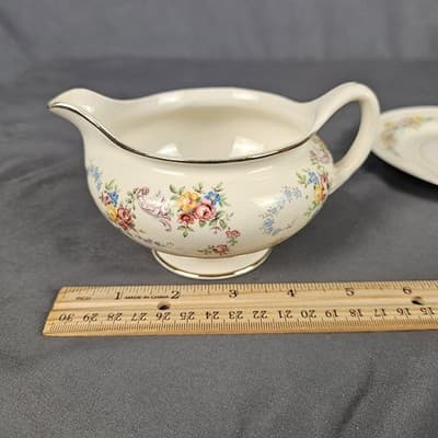Homer Laughlin Eggshell Georgian Gravy Boat with Plate Vintage USA - Thumbnail 16