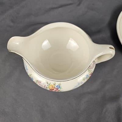 Homer Laughlin Eggshell Georgian Gravy Boat with Plate Vintage USA - Thumbnail 6