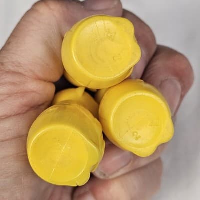 VTG MCM Dr Office Children Vitamin Sample Yellow Plastic Clown Bottle Apothecary - Thumbnail 6