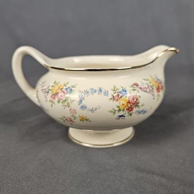 Homer Laughlin Eggshell Georgian Gravy Boat with Plate Vintage USA - Thumbnail 7