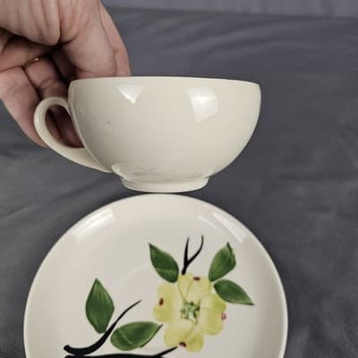Joni Dixie Dogwood Blossom Tea Cup and Saucer Vintage MCM USA - Thumbnail 4