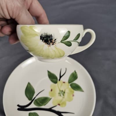 Joni Dixie Dogwood Blossom Tea Cup and Saucer Vintage MCM USA - Thumbnail 3