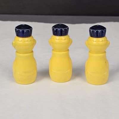 VTG MCM Dr Office Children Vitamin Sample Yellow Plastic Clown Bottle Apothecary - Thumbnail 4