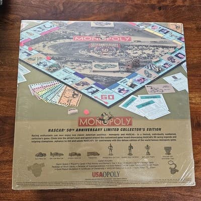 NASCAR 50th Anniversary Limited Collector's Edition Monopoly Game 1948 -1998 NIB - Thumbnail 4