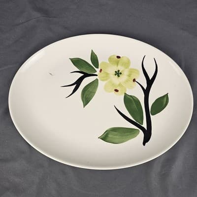 Joni Dixie Dogwood Blossom Serving Platter Vintage MCM USA 11.5" x 8.75" - Thumbnail 2