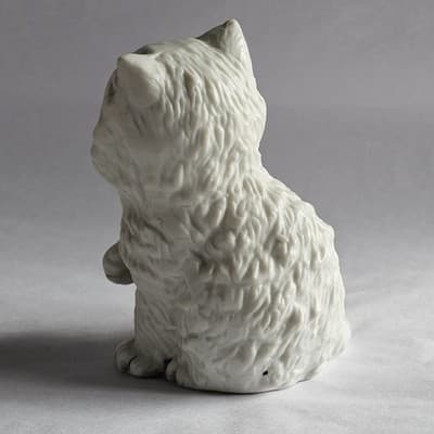 Homco White Persian Furry Figurine Pink Bow Cat Kitten #1428 - Thumbnail 5