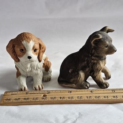Vintage Homco Assorted Dog Puppy Figurines 8828 Set of 2 Shepherd Spaniel - Thumbnail 8