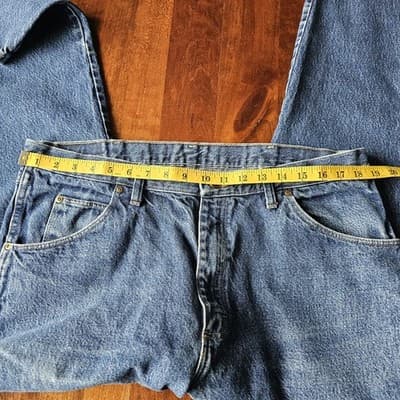 Wrangler Mens 38x32 Regular Straight Leg Jeans Blue Denim Cowboy 100% Cotton - Thumbnail 8
