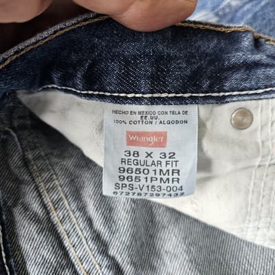 Wrangler Mens 38x32 Regular Straight Leg Jeans Blue Denim Cowboy 100% Cotton - Thumbnail 12