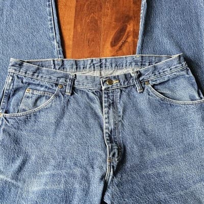 Wrangler Mens 38x32 Regular Straight Leg Jeans Blue Denim Cowboy 100% Cotton - Thumbnail 3