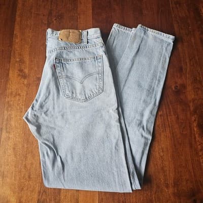 Levi's 505 Men's Cotton Jeans - Light Stonewash W32 L34 Blue - Thumbnail 14