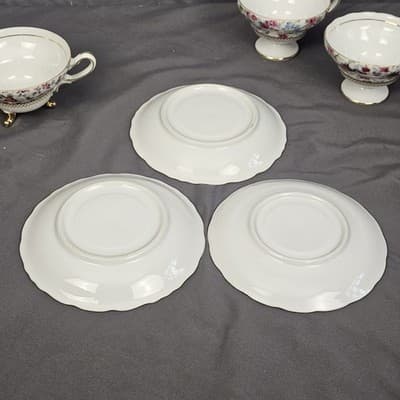 Vintage Tea Party Teacups & Saucers 3 Sets – Floral Iridescent Gold - Thumbnail 6