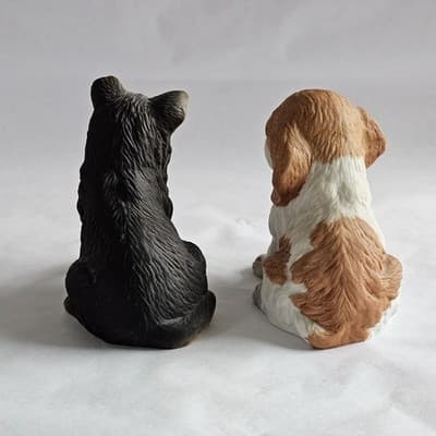 Vintage Homco Assorted Dog Puppy Figurines 8828 Set of 2 Shepherd Spaniel - Thumbnail 3