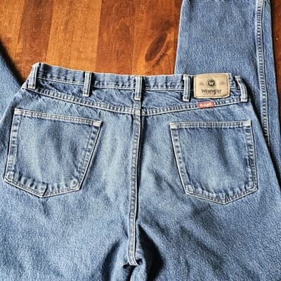 Wrangler Mens 38x32 Regular Straight Leg Jeans Blue Denim Cowboy 100% Cotton - Thumbnail 9