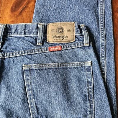 Wrangler Mens 38x32 Regular Straight Leg Jeans Blue Denim Cowboy 100% Cotton - Thumbnail 10