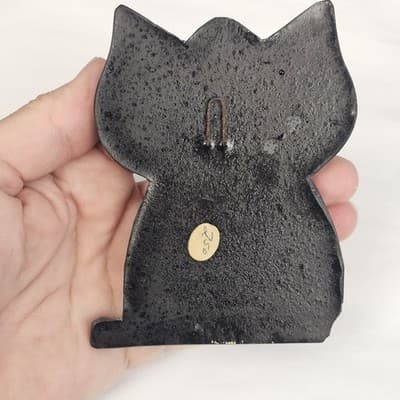VTG Lucite Resin Owl Arizona Petrified Wood Wall hanging 4" 60s 70s MCM - Thumbnail 2