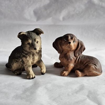 Vintage Homco Assorted Dog Puppy Figurines 8828 Set of 2 Shepherd Dachshund - Thumbnail 2