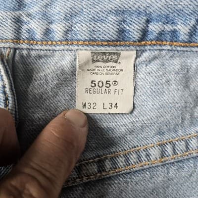 Levi's 505 Men's Cotton Jeans - Light Stonewash W32 L34 Blue - Thumbnail 12