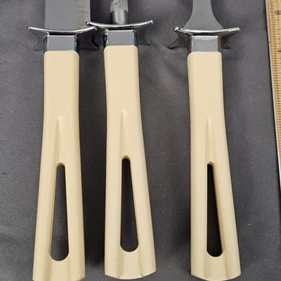Stanley Deluxe MCM Carving Set Knife Fork Bakelite Block Vintage - Thumbnail 4