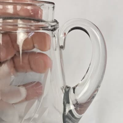 VTG Heisey Earnshaw Sanitary Syrup Pitcher Spring Loaded Lid Etched Floral - Thumbnail 9