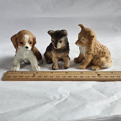 Vintage Homco Assorted Dog Puppy Figurines 8828 Set of 3 Collie Shepherd Beagle - Thumbnail 9