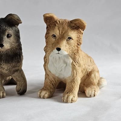 Vintage Homco Assorted Dog Puppy Figurines 8828 Set of 3 Collie Shepherd Beagle - Thumbnail 2