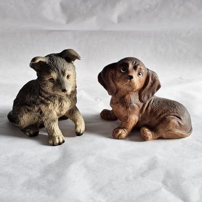 Vintage Homco Assorted Dog Puppy Figurines 8828 Set of 2 Shepherd Dachshund - Thumbnail 3