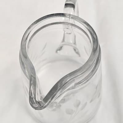 VTG Heisey Earnshaw Sanitary Syrup Pitcher Spring Loaded Lid Etched Floral - Thumbnail 8