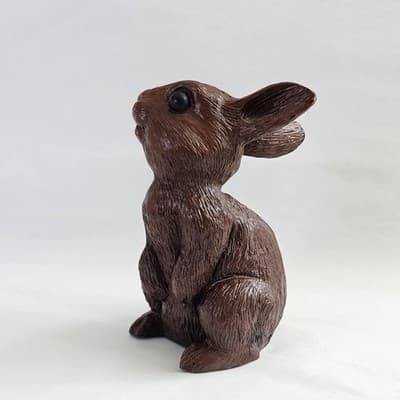 Vintage Red Mill Handcrafted Pecan Shell Bunny Rabbit Figurine 4" Tall - Thumbnail 3