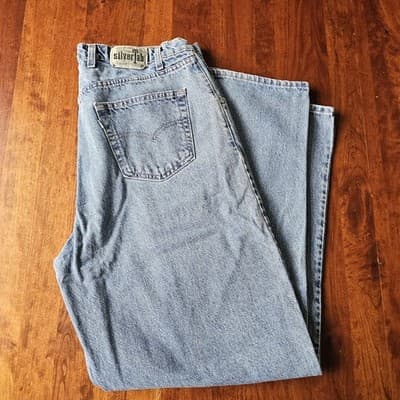 Levis Silvertab W40 L34 Light Wash Blue Jeans Loose Fit Baggy Skater - Thumbnail 16