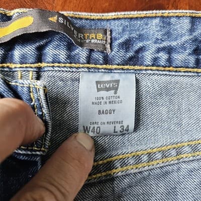Levis Silvertab W40 L34 Med Wash Blue Jeans Loose Fit Baggy Skater - Thumbnail 12